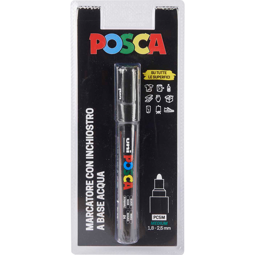 POSCA PC-5M - Set 2 Pennarelli Per Pittura, Inchiostro Nero, Punta 1.8-2.5 Mm - 2