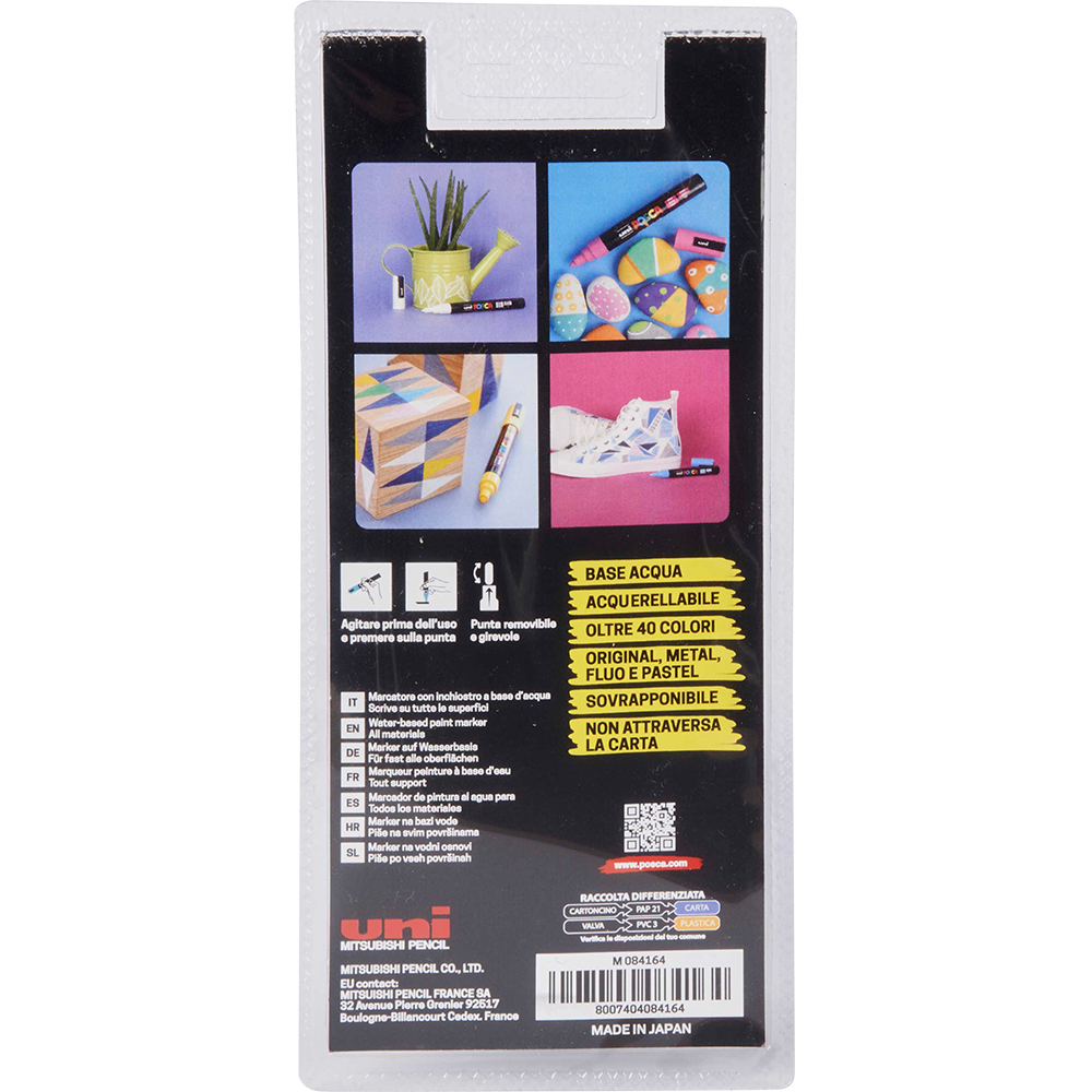 POSCA PC-5M - Pennarelli per pittura artistica, pennino da 1,8 a 2,5 mm, inchiostro nero, confezione da 2